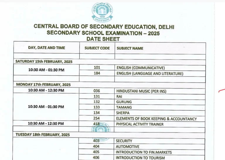 CBSE 12th and 10th Datesheet OUT Download Now