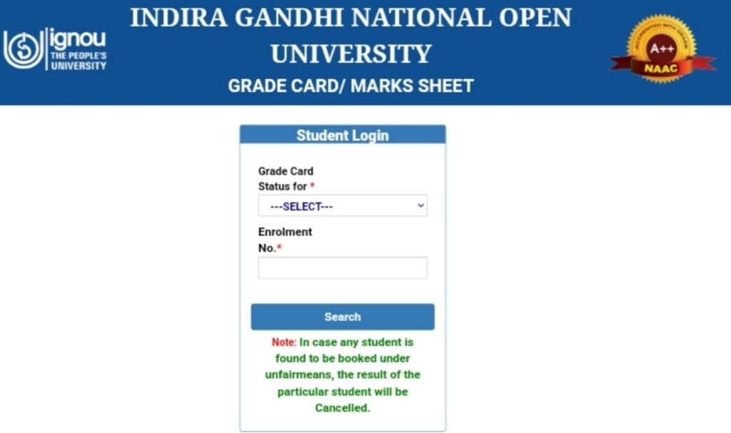 IGNOU Mark Sheet 2024